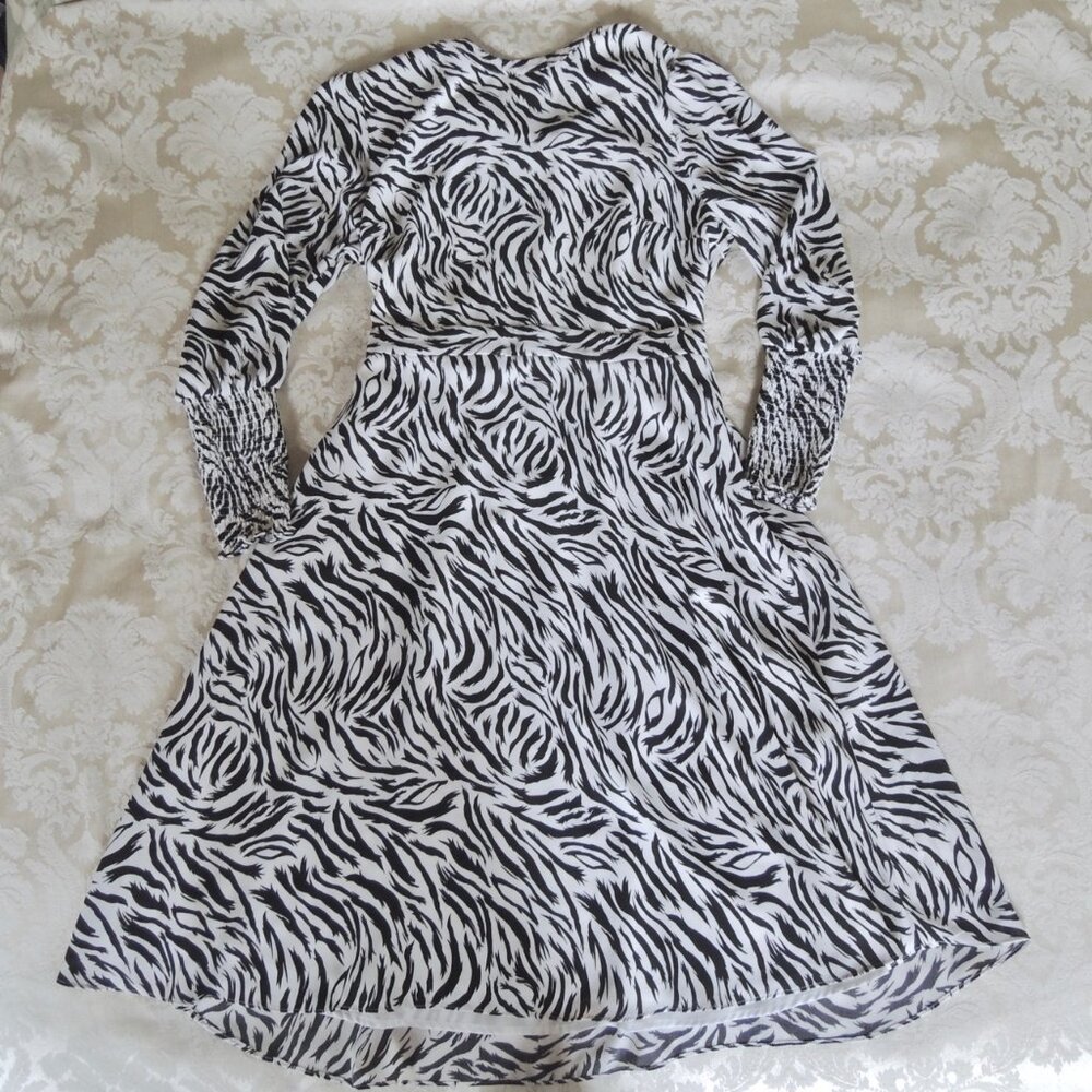 Halogen Black & White Zebra Print Tie Back Midi Dress XL